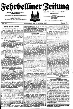 Fehrbelliner Zeitung vom 15.10.1927
