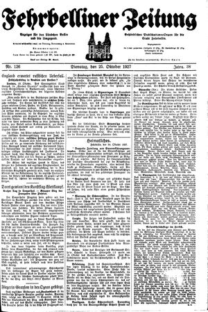 Fehrbelliner Zeitung vom 25.10.1927