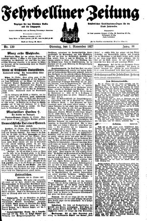 Fehrbelliner Zeitung vom 01.11.1927