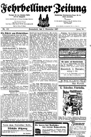 Fehrbelliner Zeitung on Nov 5, 1927