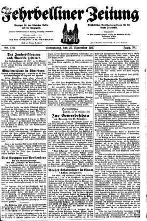 Fehrbelliner Zeitung vom 24.11.1927