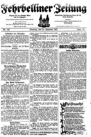 Fehrbelliner Zeitung vom 20.12.1927