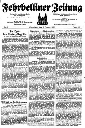 Fehrbelliner Zeitung vom 07.01.1928
