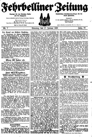 Fehrbelliner Zeitung vom 17.01.1928