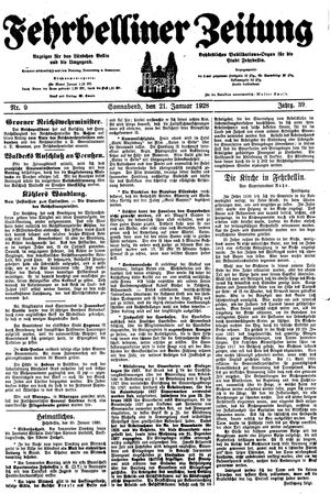 Fehrbelliner Zeitung vom 21.01.1928