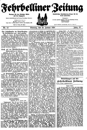 Fehrbelliner Zeitung vom 24.01.1928