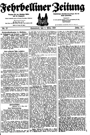 Fehrbelliner Zeitung vom 03.03.1928
