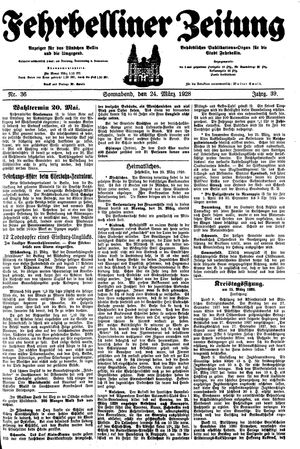 Fehrbelliner Zeitung vom 24.03.1928