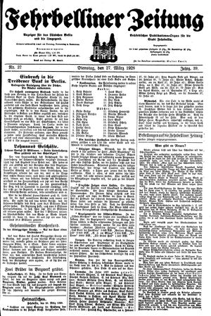 Fehrbelliner Zeitung vom 27.03.1928