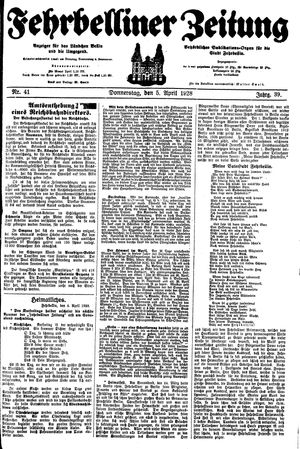 Fehrbelliner Zeitung on Apr 5, 1928
