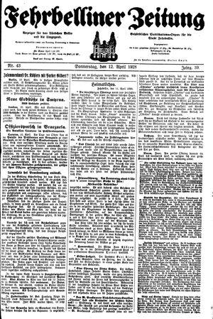 Fehrbelliner Zeitung vom 12.04.1928