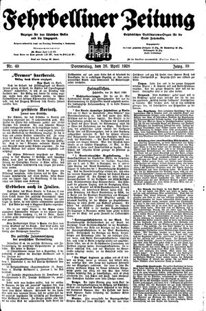 Fehrbelliner Zeitung vom 26.04.1928