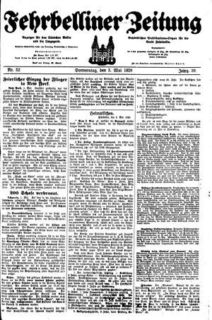 Fehrbelliner Zeitung on May 3, 1928