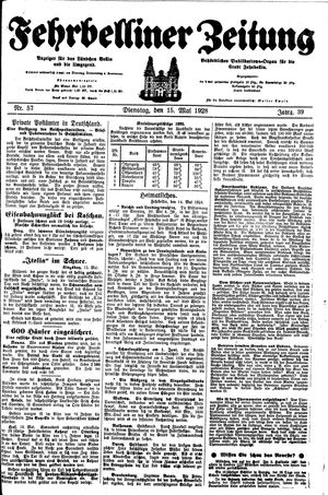 Fehrbelliner Zeitung on May 15, 1928