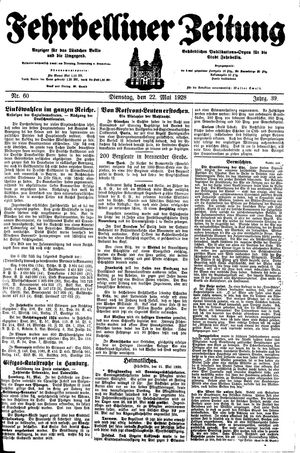 Fehrbelliner Zeitung vom 22.05.1928