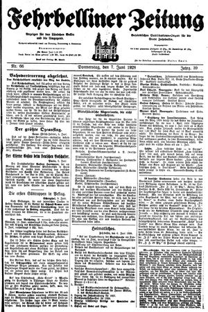 Fehrbelliner Zeitung vom 07.06.1928
