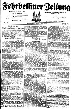 Fehrbelliner Zeitung vom 09.06.1928