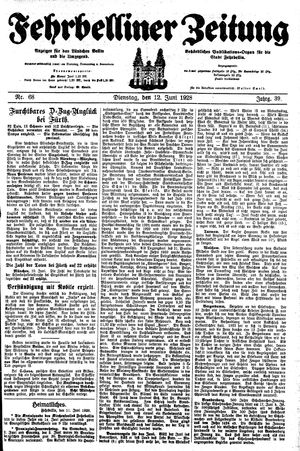 Fehrbelliner Zeitung vom 12.06.1928