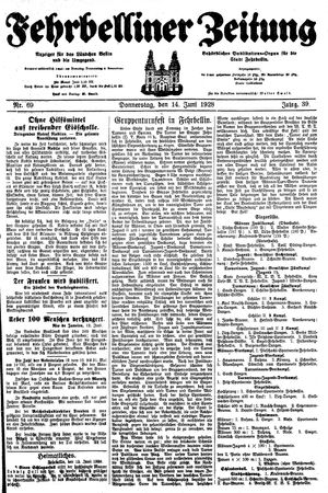 Fehrbelliner Zeitung vom 14.06.1928