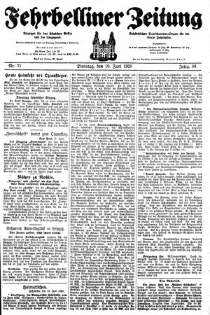 Fehrbelliner Zeitung vom 19.06.1928