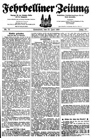Fehrbelliner Zeitung vom 23.06.1928