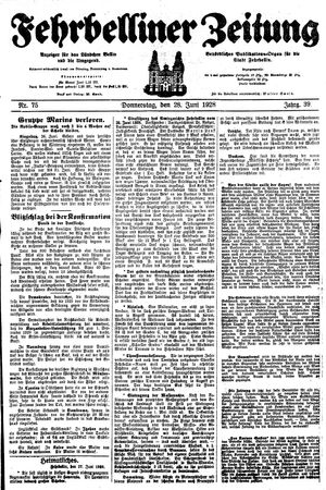Fehrbelliner Zeitung vom 28.06.1928