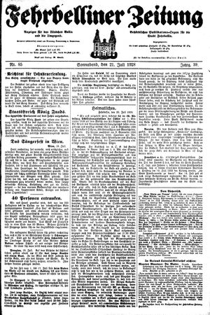 Fehrbelliner Zeitung vom 21.07.1928