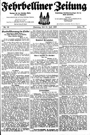 Fehrbelliner Zeitung vom 24.07.1928