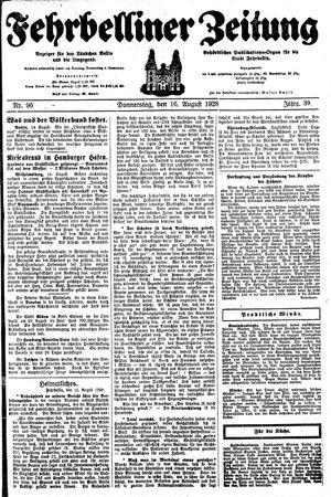 Fehrbelliner Zeitung vom 16.08.1928