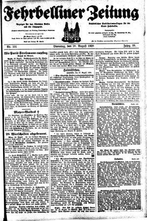 Fehrbelliner Zeitung vom 28.08.1928