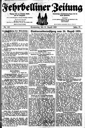 Fehrbelliner Zeitung vom 30.08.1928