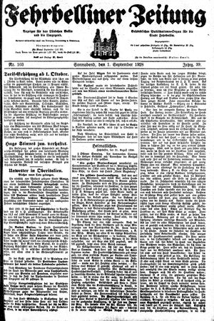 Fehrbelliner Zeitung vom 01.09.1928