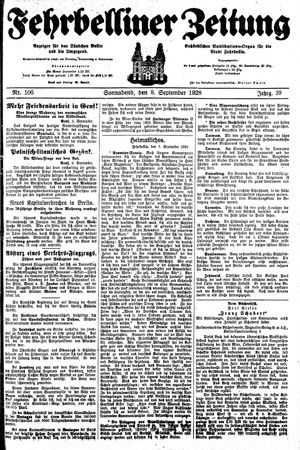 Fehrbelliner Zeitung vom 08.09.1928