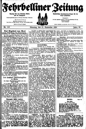 Fehrbelliner Zeitung vom 18.09.1928