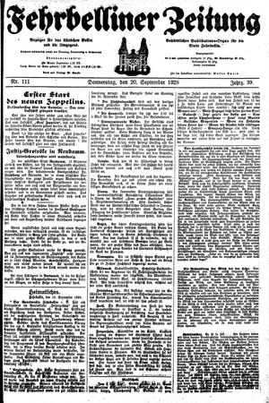 Fehrbelliner Zeitung vom 20.09.1928