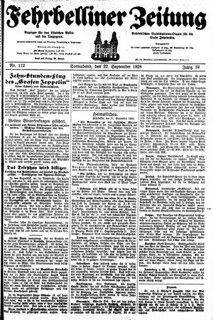 Fehrbelliner Zeitung vom 22.09.1928