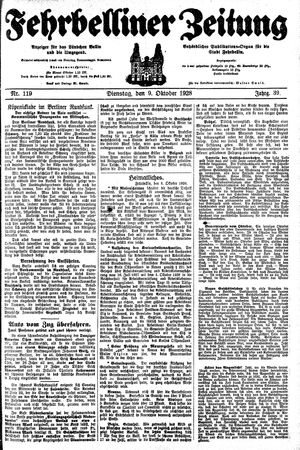 Fehrbelliner Zeitung vom 09.10.1928