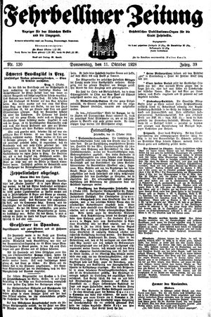 Fehrbelliner Zeitung vom 11.10.1928