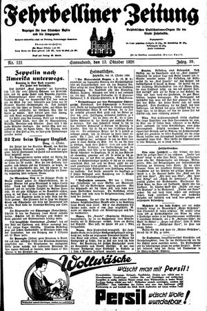 Fehrbelliner Zeitung vom 13.10.1928