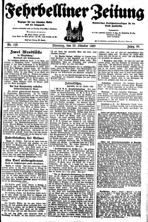 Fehrbelliner Zeitung vom 23.10.1928