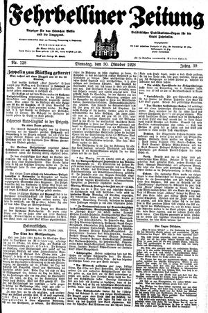 Fehrbelliner Zeitung vom 30.10.1928