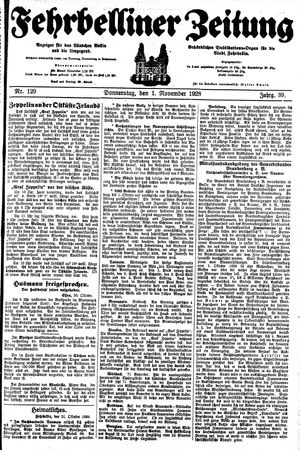 Fehrbelliner Zeitung vom 01.11.1928