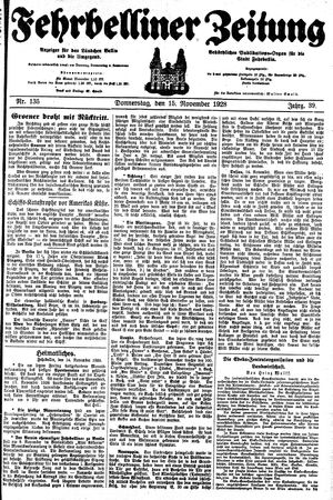 Fehrbelliner Zeitung vom 15.11.1928