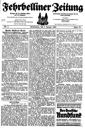 Fehrbelliner Zeitung vom 03.01.1929