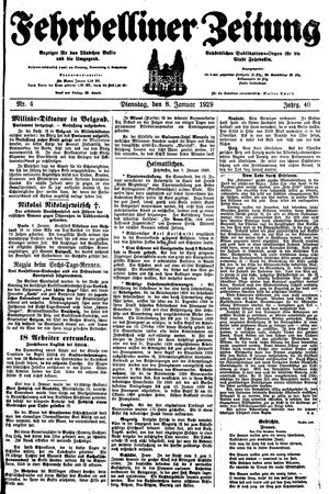 Fehrbelliner Zeitung vom 08.01.1929