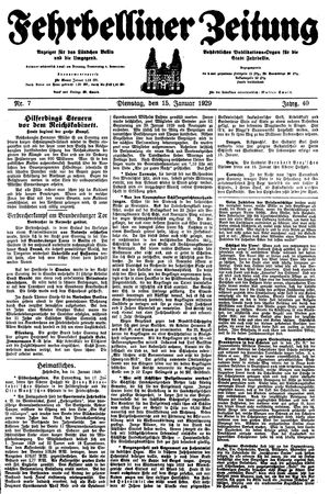 Fehrbelliner Zeitung vom 15.01.1929