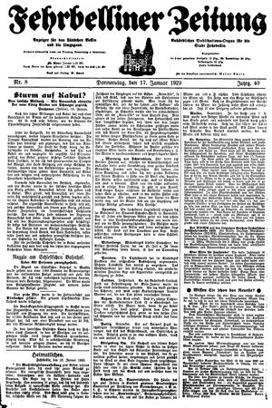 Fehrbelliner Zeitung vom 17.01.1929