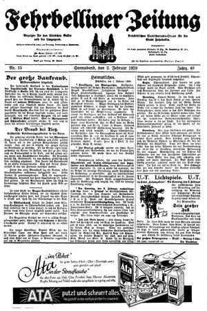 Fehrbelliner Zeitung vom 02.02.1929