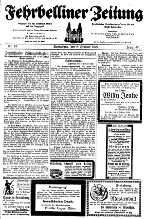 Fehrbelliner Zeitung on Feb 9, 1929