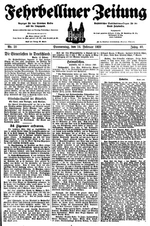 Fehrbelliner Zeitung vom 14.02.1929